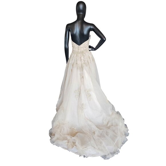 Champagne/Gold Embroidered High/Low Wedding Gown - Private Label by G - Picture 8 of 11